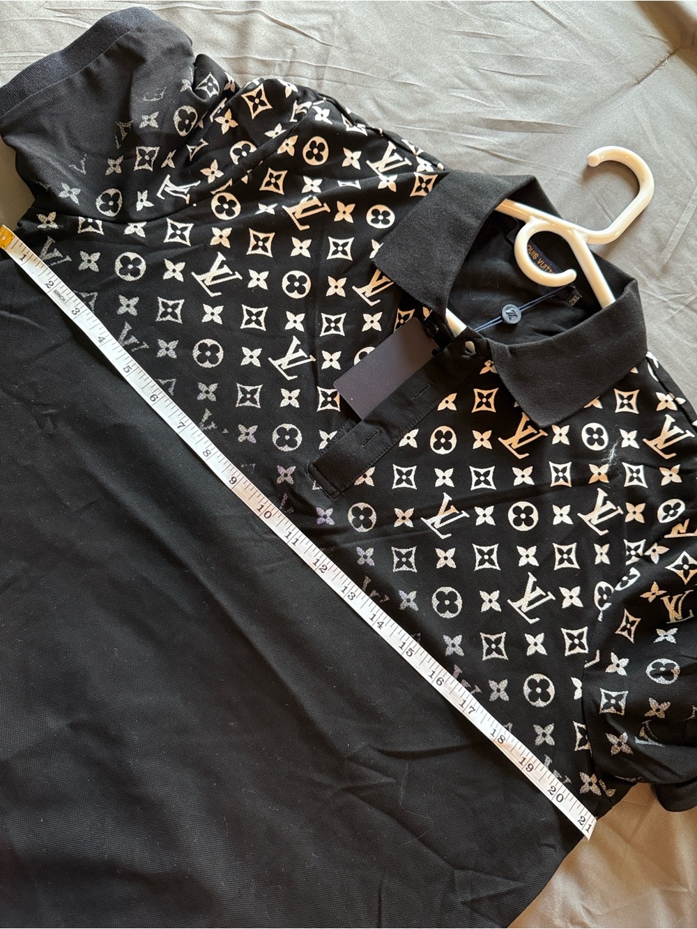 Black Monogram Polo Shirt medium to large - Picture 4 of 5